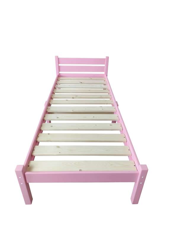 Кровать односпальная Классика Компакт сосновая 90х200 розового цвета
