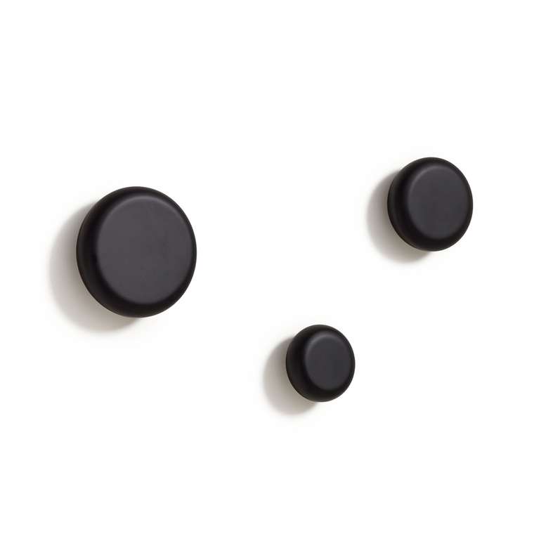 Набор из трех настенных крючков Nadue из массива бука черного цвета