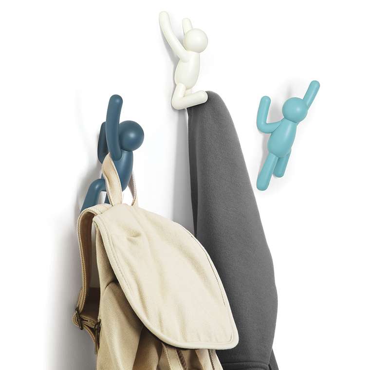 Набор из трех крючков Buddy бело-голубого цвета