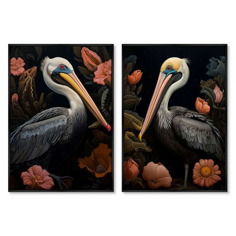 Набор из двух репродукций картин Beautiful Pelicans 2024 год