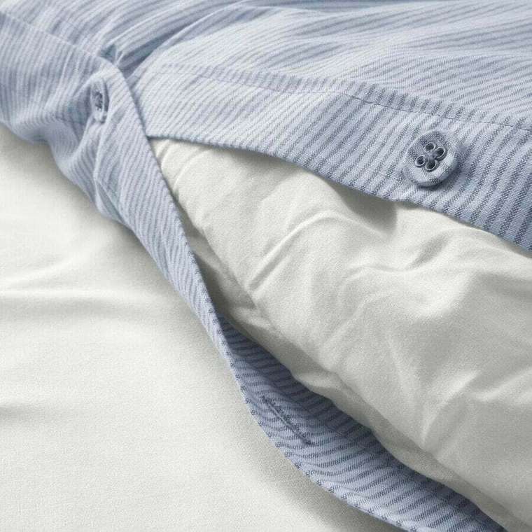 Комплект постельного белья, 2 шт., синий/в полоску, 155х220/80х80 см