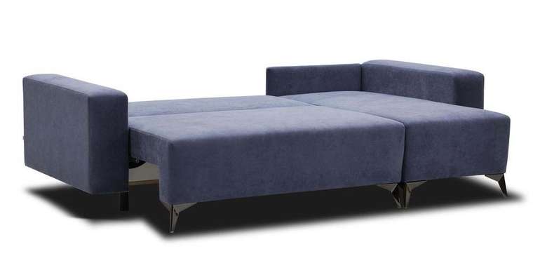 Угловой диван-кровать Эллен темно-синего цвета