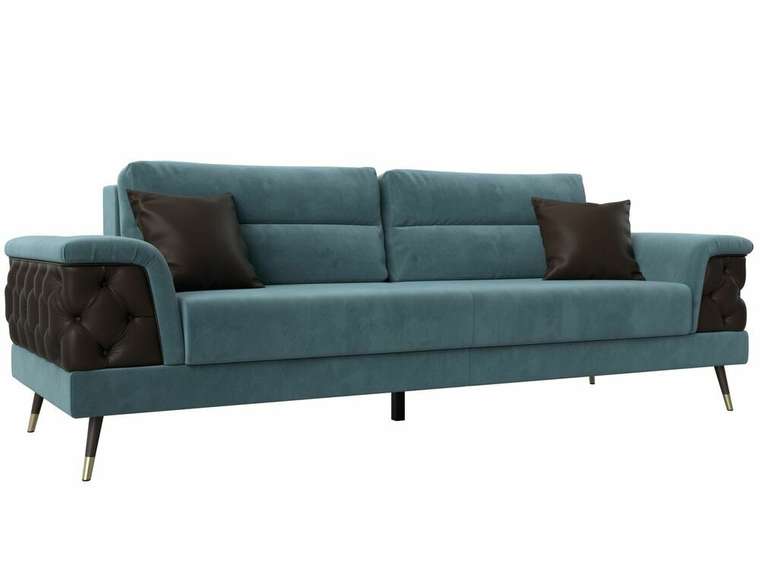  Прямой диван-кровать Лига 023 бирюзово-коричневого цвета