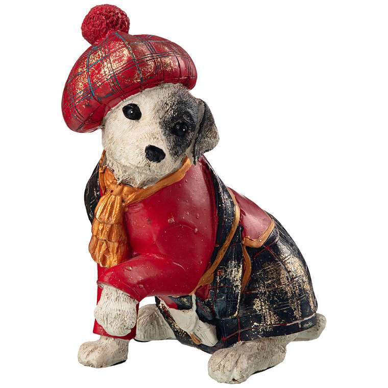 Фигурка Собака цвет красный с белым и черным