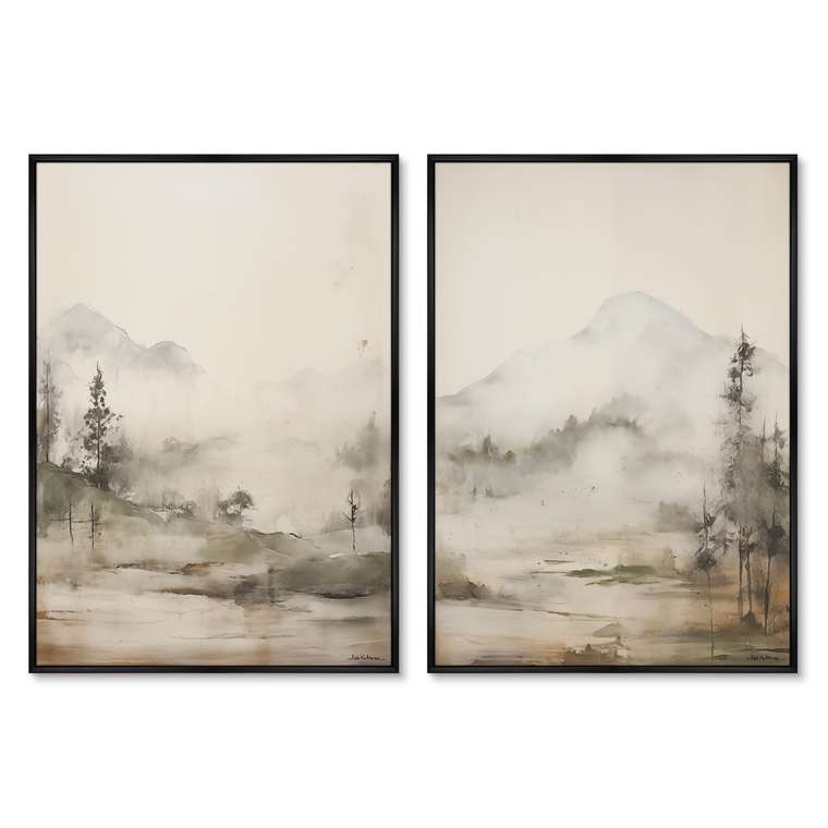 Набор из двух репродукций картин Landscape collection, Mountain Mist, 2024г.