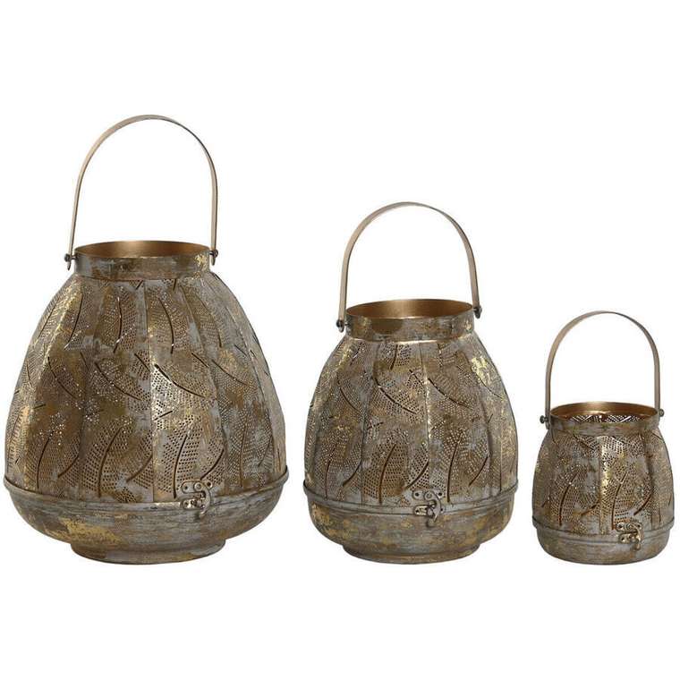 Свечи Набор подсвечников Home ESPRIT Позолоченный Металл 25 x 25 x 28 cm