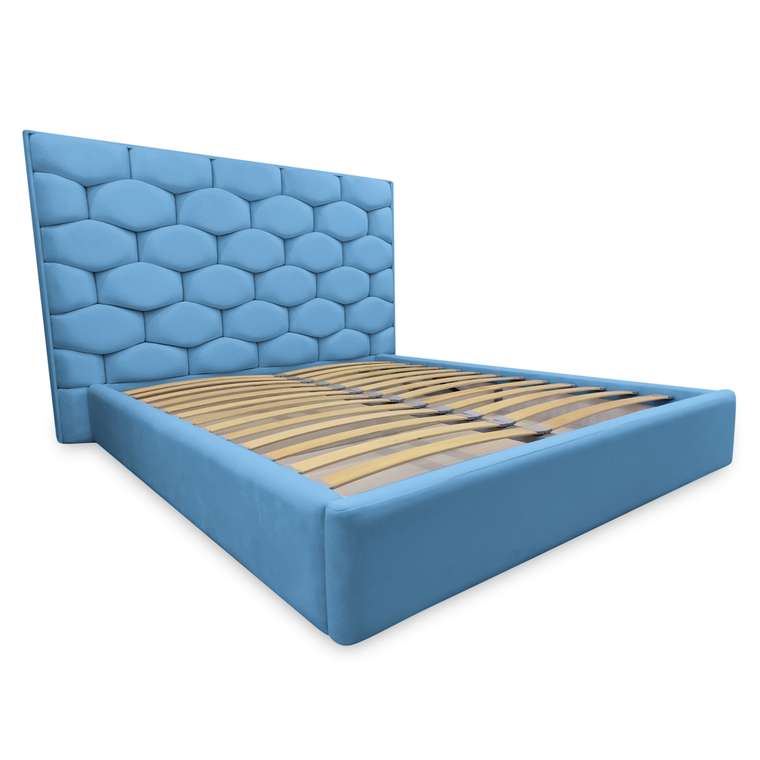 Кровать Милан 160х200 с подъемным механизмом голубого цвета