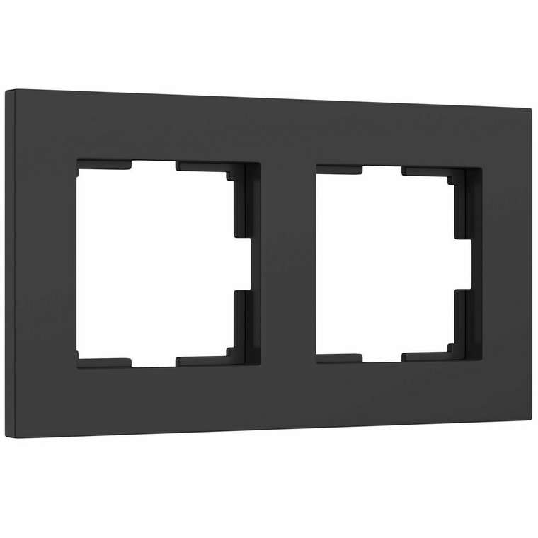 W0022908/ Рамка на 2 поста Slab (черный матовый) W0022908 Slab черный матовый