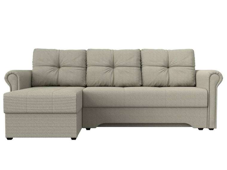 Угловой диван-кровать Леон серо-бежевого цвета левый угол