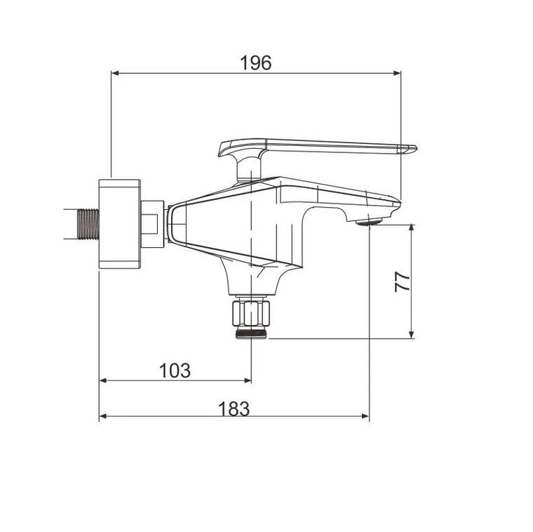 Смеситель для ванны Rose R1302F, белый/хром