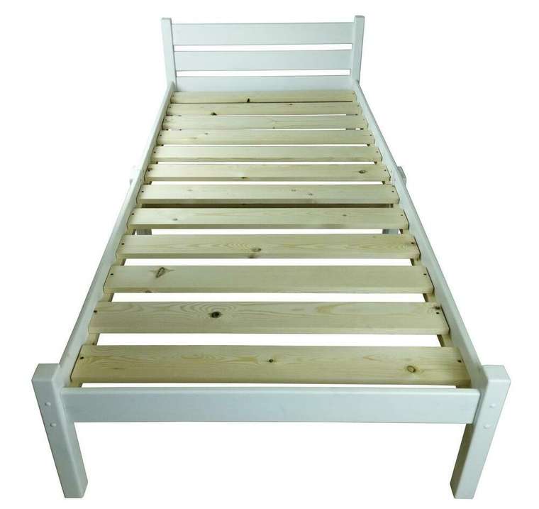 Кровать односпальная Классика Компакт сосновая 100х200 белого цвета