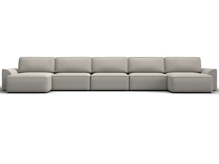 Угловой диван кровать Лига-048 МегаЛонг светло-бежевого цвета