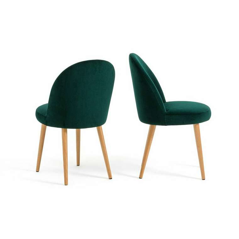 Комплект из двух велюровых стульев Ins темно-зеленого цвета