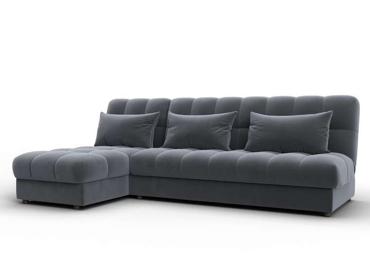 Угловой диван-кровать Лига-116 серого цвета левый