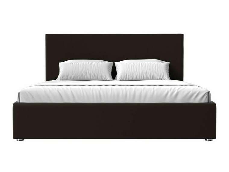 Кровать Кариба 200х200 темно-коричневого цвета с подъемным механизмом (экокожа)
