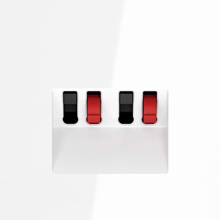 Розетка акустическая встраиваемая VOLTUM S70 4-местная, (белый глянцевый)