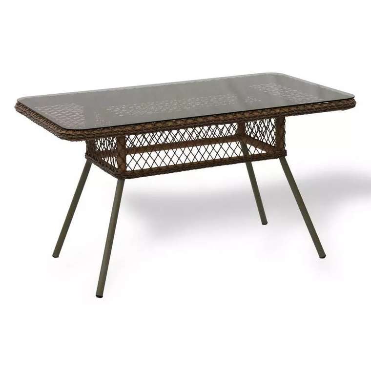 Садовый обеденный стол Пуччини из искусственного ротанга коричневого цвета