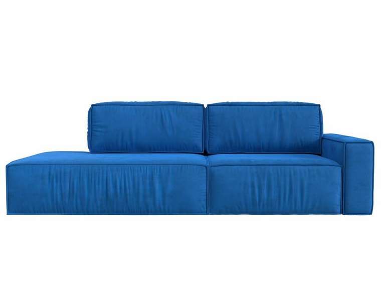 Прямой диван-кровать Прага модерн голубого цвета подлокотник справа