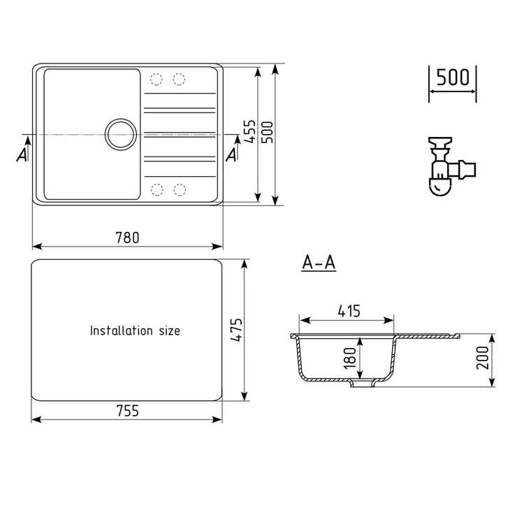 Кухонная мойка Ulgran Quartz Prima 780-04, платина