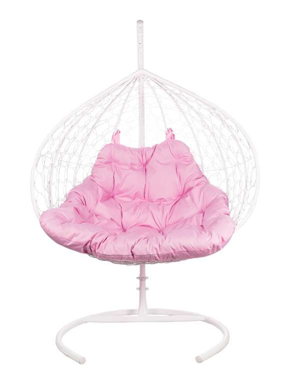 Двойное подвесное кресло Gemini с розовой подушкой