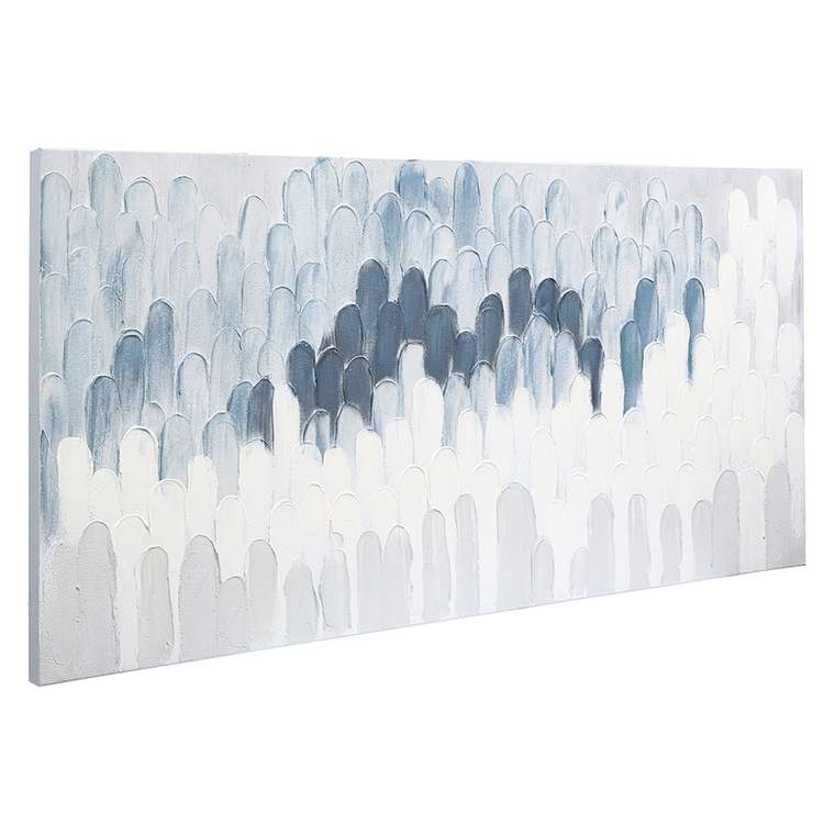 Панно декоративное с ручной росписью By Feel серо-голубого цвета