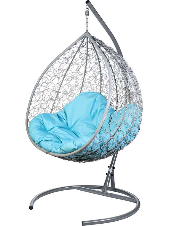 Двойное подвесное кресло Gemini с голубой подушкой