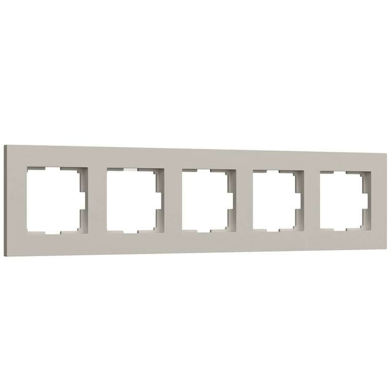 W0052917/ Рамка на 5 постов Slab (дымчатый софт) W0052917 Slab дымчатый софт