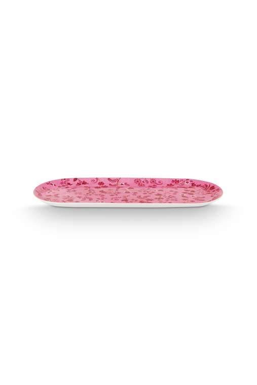 Блюдо для торта прямоугольное Jolie Flowes Pink розового цвета
