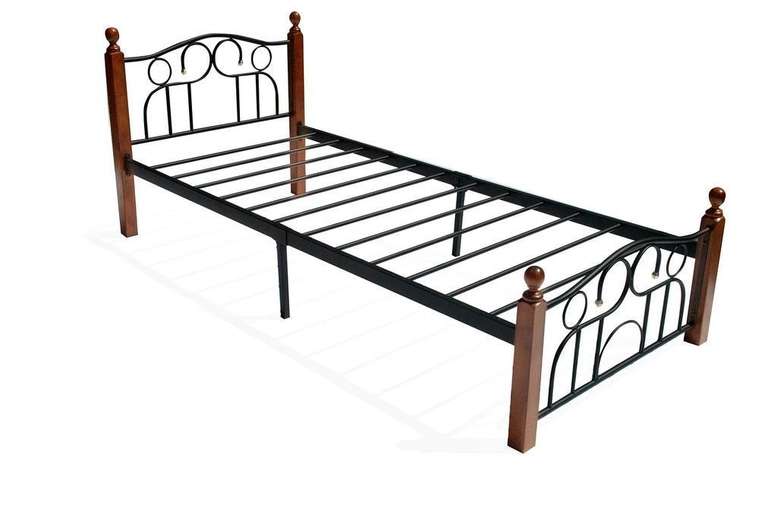 Кровать металлическая 90х200 черно-коричневого цвета