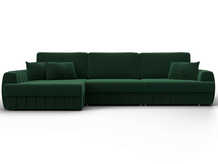 Угловой диван-кровать Лига-057 L Лонг зеленого цвета левый