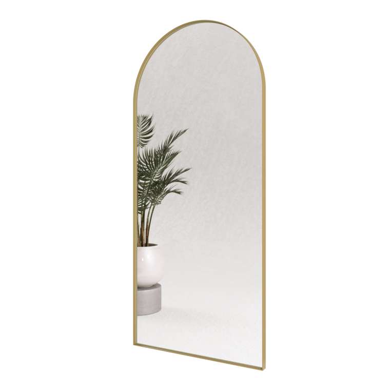 Дизайнерское большое настенное зеркало Arkis L в тонкой раме золотого цвета