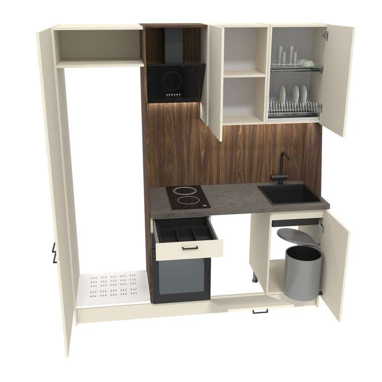 Кухня прямая Просто КП1950.3 бежево-коричневого цвета правая