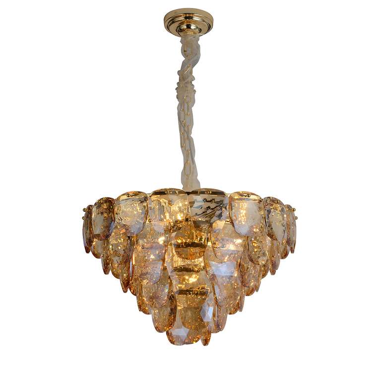 Подвесной светильник Amazone из хрустальных лепестков коньячного цвета