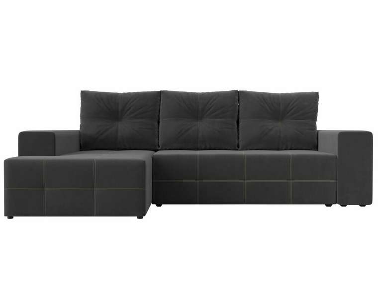 Угловой диван-кровать Перри серого цвета левый угол