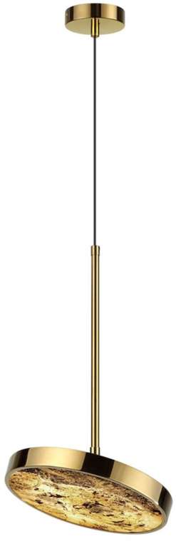 Подвесной светильник Odeon Light Bergi 5079/15L зол./серо-бежевый/металл/натур.камень/акрил с переключ.цветов.темпер. LED 15W 3000К/4000K/6000K
