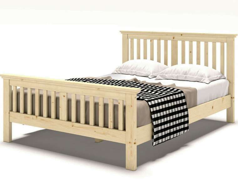 Кровать полутороспальная 140х200 с изножьем из массива дерева 