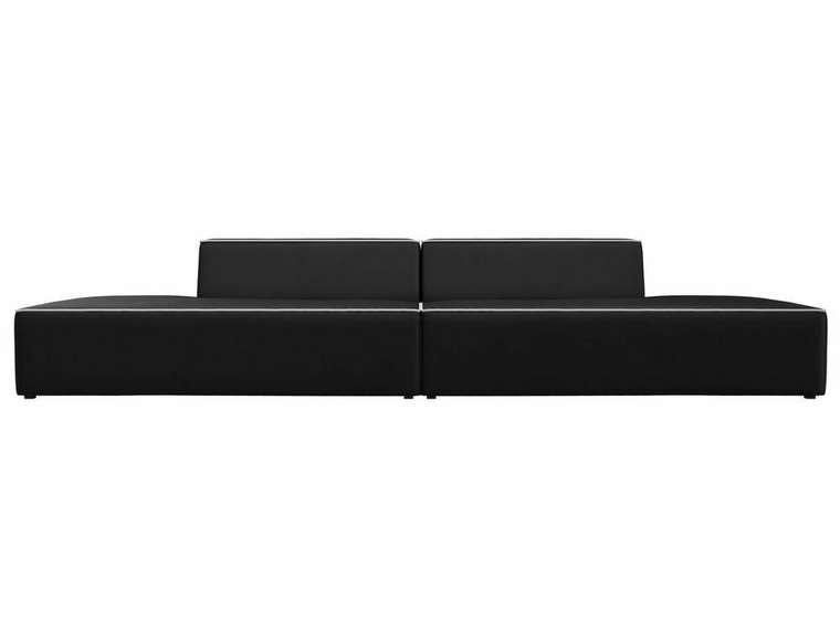 Прямой модульный диван Монс Лофт черного цвета с белым кантом (экокожа)