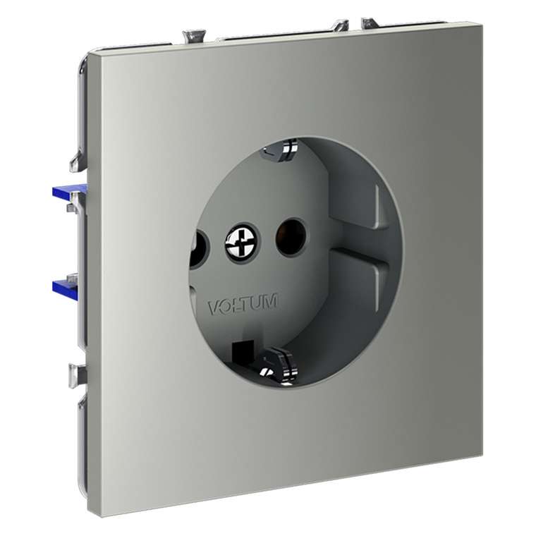 Розетка встраиваемая VOLTUM S70 с заземлением 16А, (сталь)