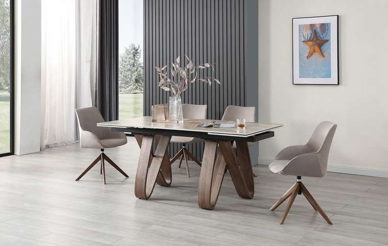 Раскладной обеденный стол Lido серо-коричневого цвета