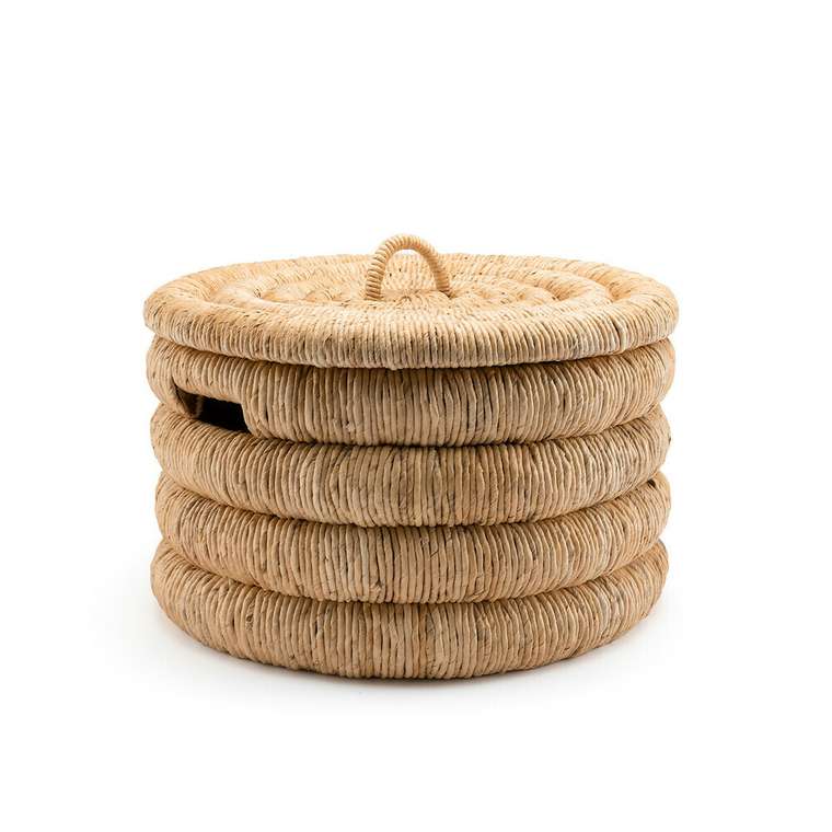 Корзина круглая с крышкой Marilo из плетеного бананового дерева  