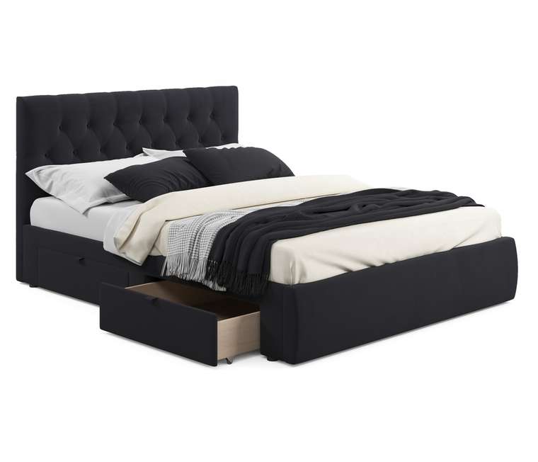 Кровать Verona 160х200 черного цвета без подъемного механизма