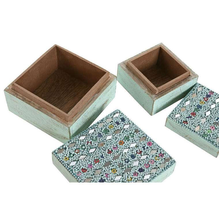Шкатулка Разноцветный Древесина манго 10 x 10 x 6 cm (2 Предметы) (6 штук)
