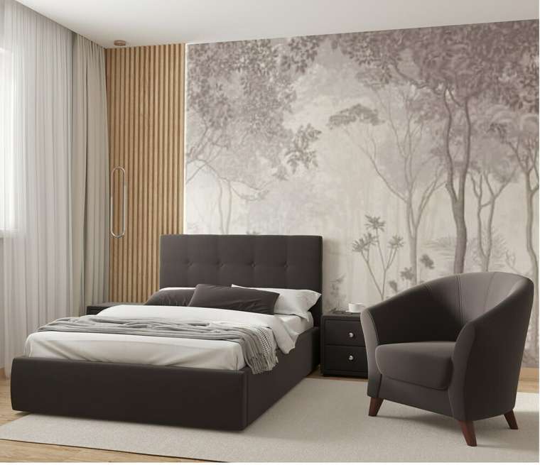 Кровать Selesta 120х200 темно-коричневого цвета с подъемным механизмом и матрасом