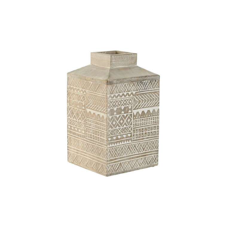 Ваза Белый Натуральный Древесина манго Колониальный 18 x 18 x 30,5 cm
