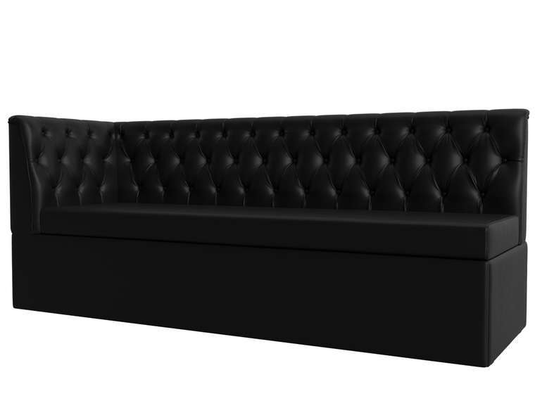 Диван-кровать Маркиз черного цвета (экокожа) с углом слева