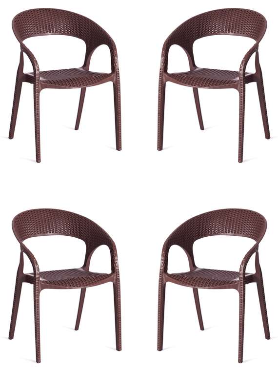 Набор из четырех стульев Tinto коричневого цвета