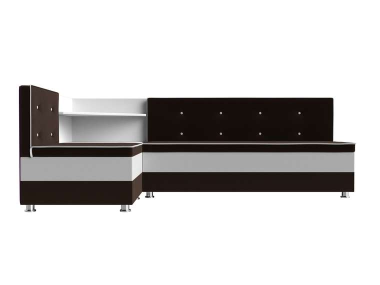 Угловой диван Милан бело-коричневого цвета (экокожа/ткань ) левый угол