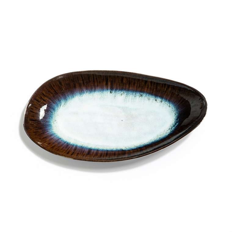Комплект из четырех тарелок Mytili бело-коричневого цвета