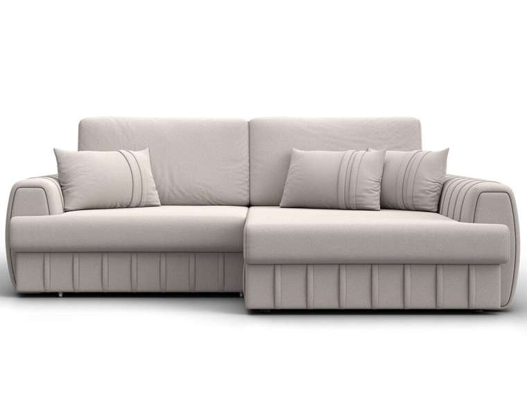 Угловой диван-кровать Лига-057 светло-бежевого цвета правый (замша)