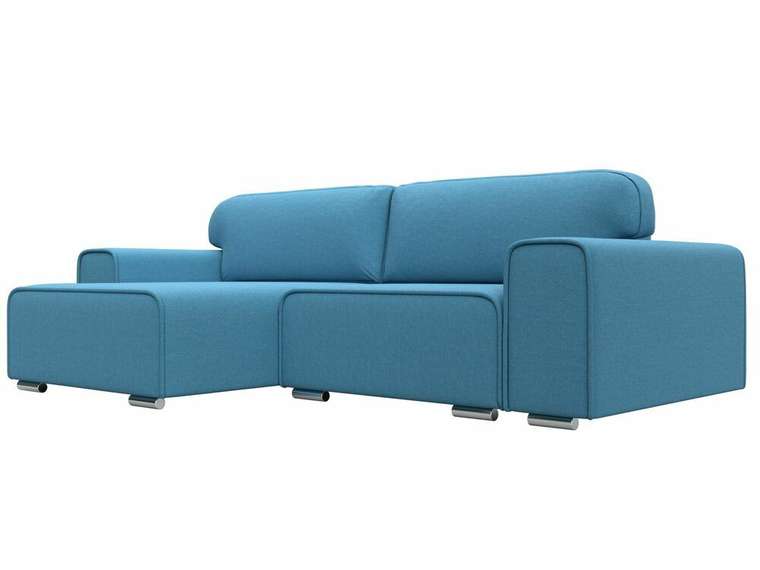 Угловой диван-кровать Лига 029 голубого цвета левый угол